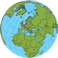 Globe showing location of Belgium