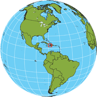 Globe showing location of Haiti