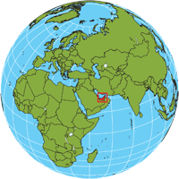 Globe showing location of United Arab Emirates