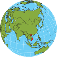 Globe showing location of Vietnam